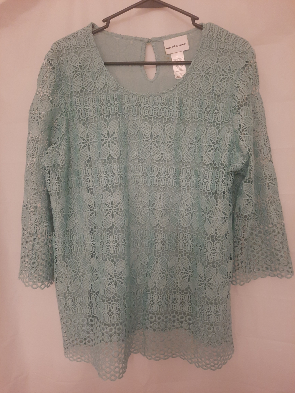 Alfred Dunner Seafoam Lace Crochet Blouse